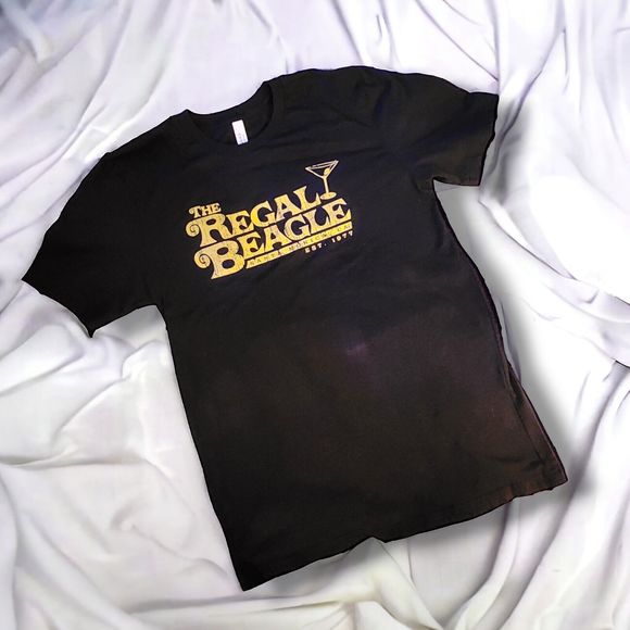 The Regal Beagle,Black T-Shirt, Large, Black With Front Graphic Print - Picture 1 of 5